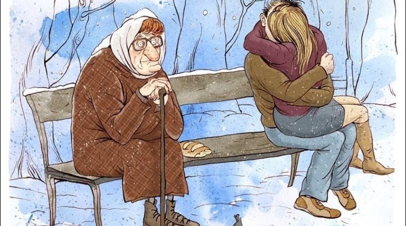 Щедрая старушка накормила обвисшей титькой голодного пацана