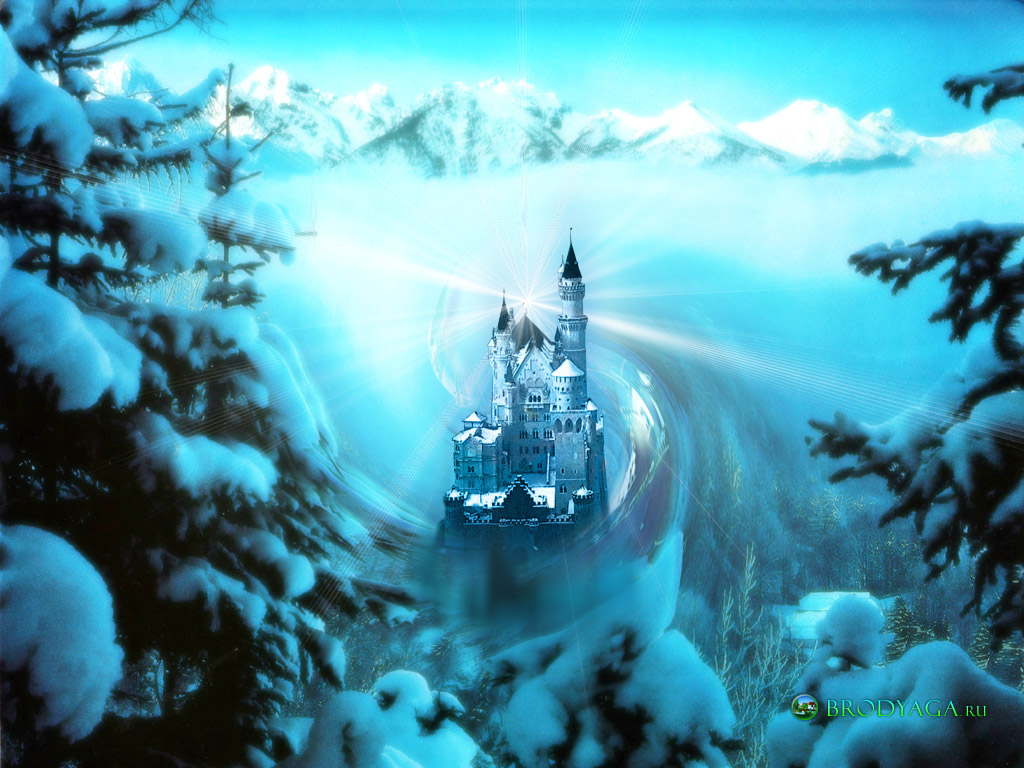 Конец легендарной. Сказочный замок зимой. Сказочный ледяной замок. Волшебный замок зимой горы. Замок снежной королевы Нойшванштайн.