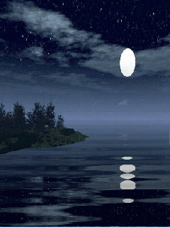 Луна купается. Ночь гиф. Лунная ночь анимация. Ночь Луна вода. Отражение Луны в реке.