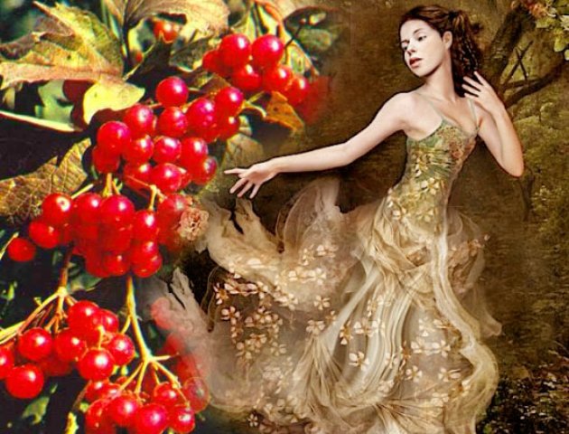 В руках рябины алой гроздь... Тройной триолет