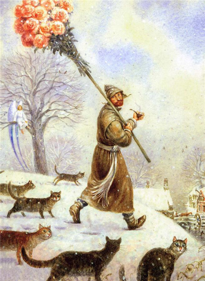 Белый хлопьями снег