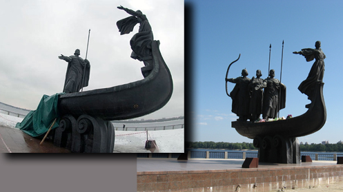 Разрушился памятник основателям Киева