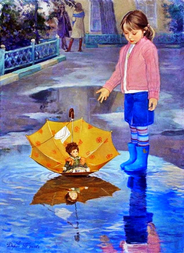 Оранжевый зонтик-пароход. Для Playcast. ru