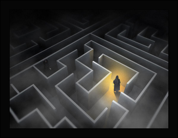 Через застежки платья...