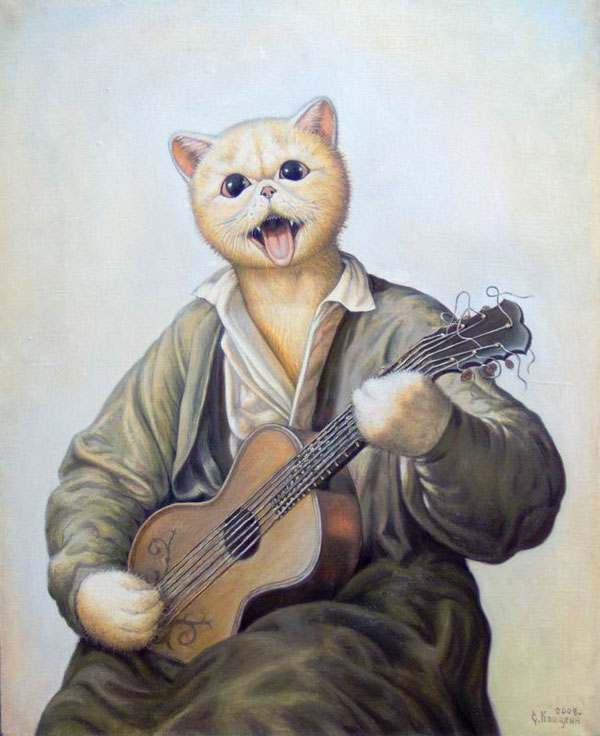 Котик с гитарой картинки