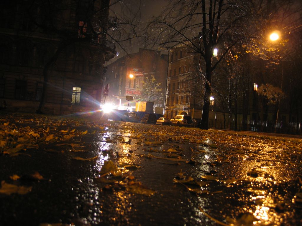 Улица ночью весной