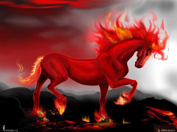 Красный единорог. Красная лошадь. Огненный конь. Картина Огненный конь. Красная Огненная лошадь.