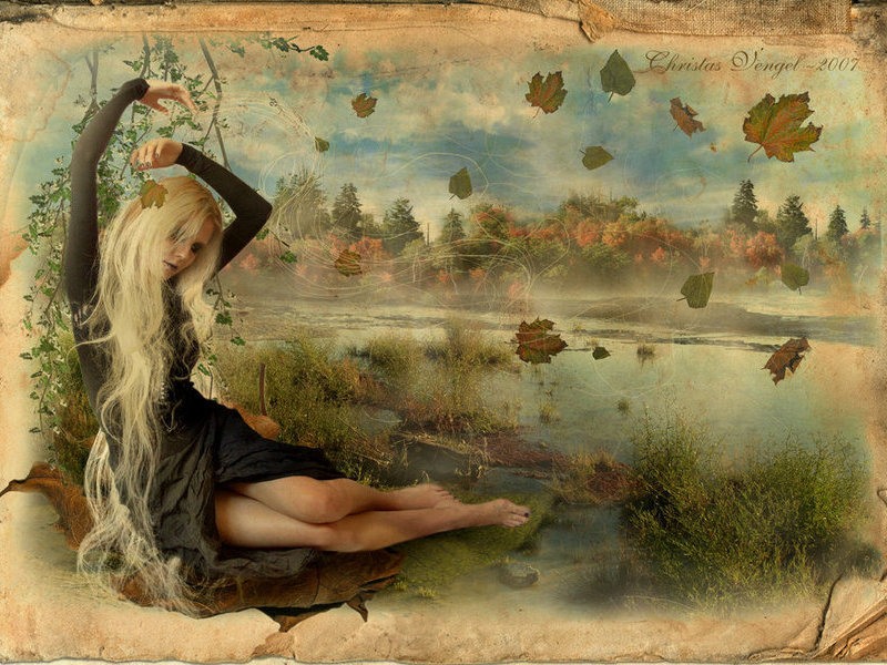 Нагая девочка осень...