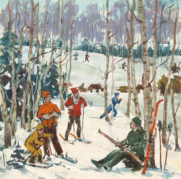 Лыжи в живописи