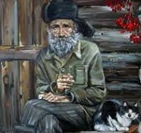 Дед на завалинке...