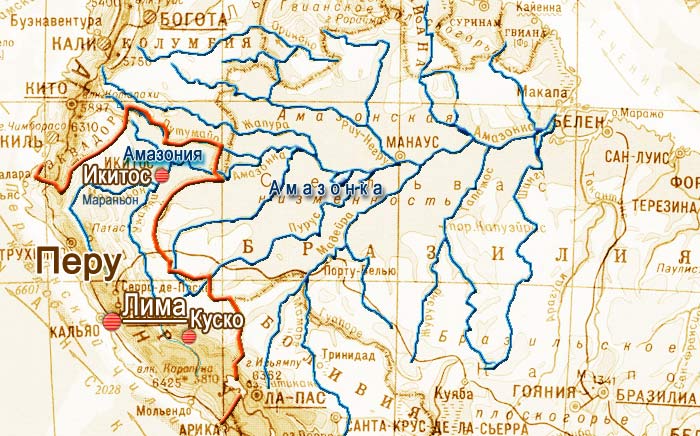 Река амазонка на карте южной америки