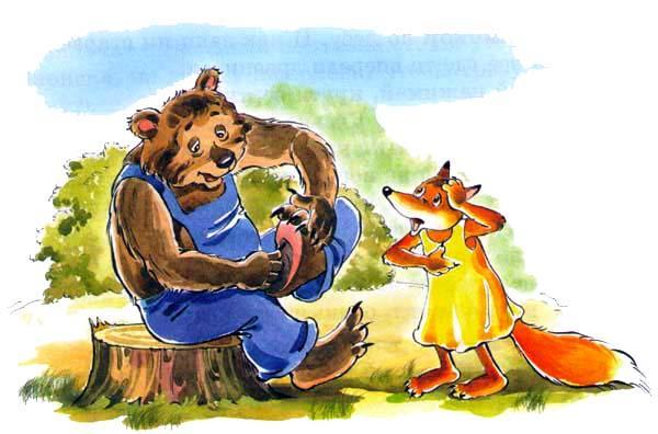 Лис и медведь читать. Лиса и медведь сказка. Медведь и лиса. Иллюстрация к сказке лиса и медведь. Картинки к сказке лиса и медведь.