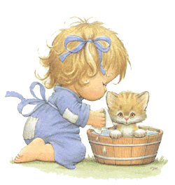 Купание рыжего кота