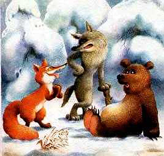 Картинка волк лиса медведь. Зимовье зверей волк медведь лиса. Лиса, волк и медведь. Сказка лиса волк и медведь. Медведь и лиса.