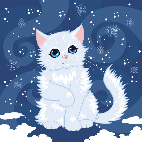 Рисунок котика новогоднего