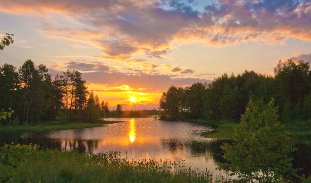 Закат река лето