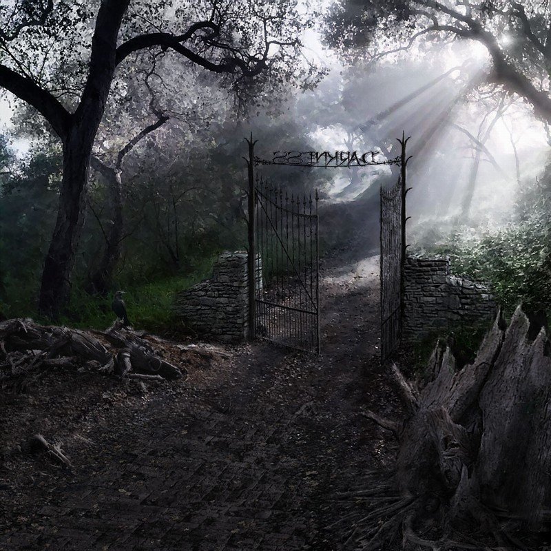 Ужасный сад. Мрачный сад. Мрачные ворота в лесу. Мрачный забор. Заброшенный сад ночью.