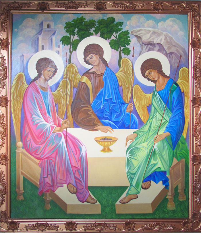 Три святое святая троица. Икона Пресвятая Троица и Богородица. Святая Троица католическая икона. Святая Троица икона с праздником. Троица икона католичество.