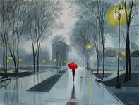 Девушка с красным зонтом