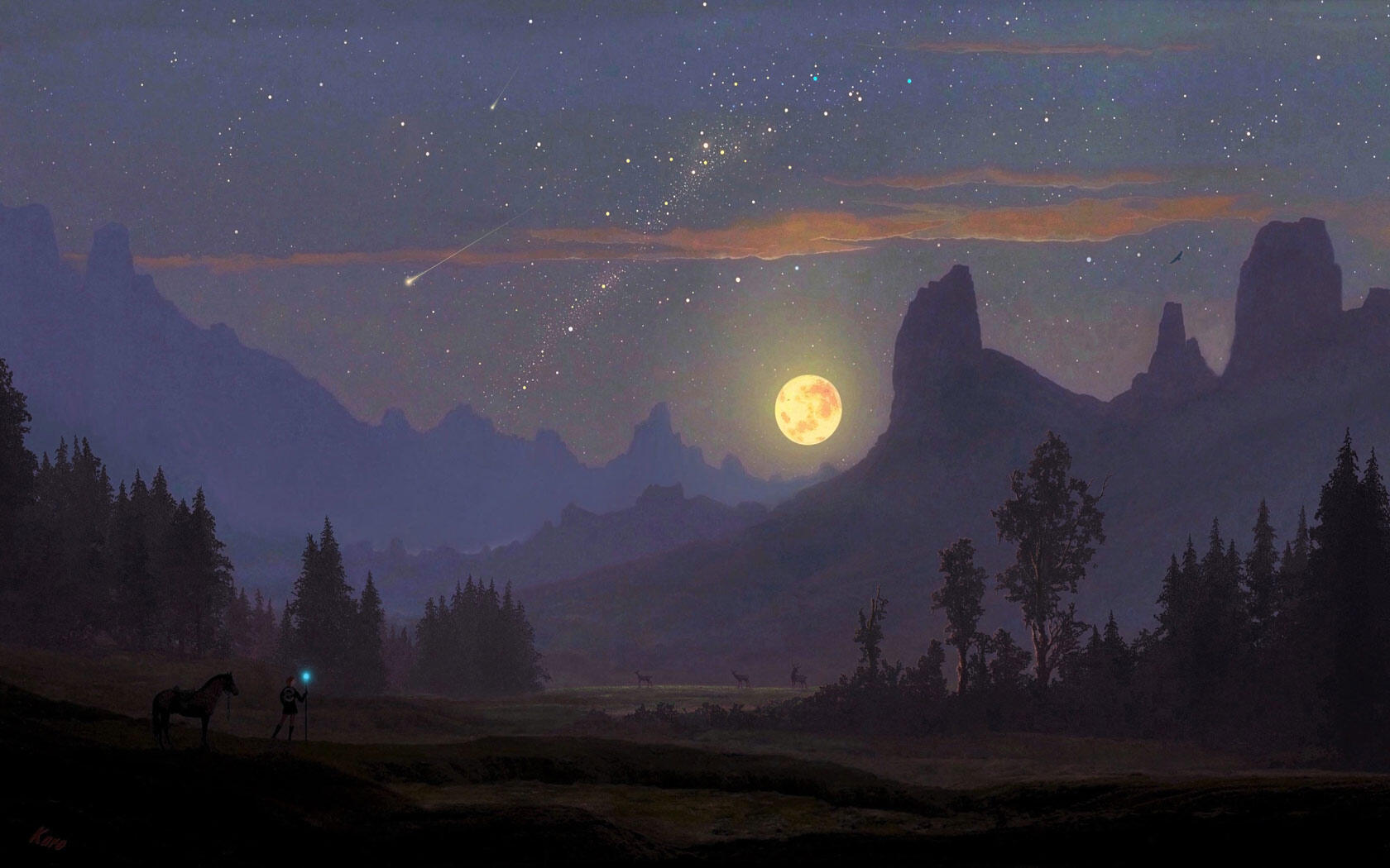 Картина небо луна. Куинджи картины вечер в горах. Лунный пейзаж. Пейзаж с луной. Лунные пейзажи в живописи.