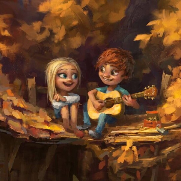 В завершении дня при алом закате