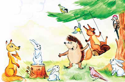 На полянке возле ели