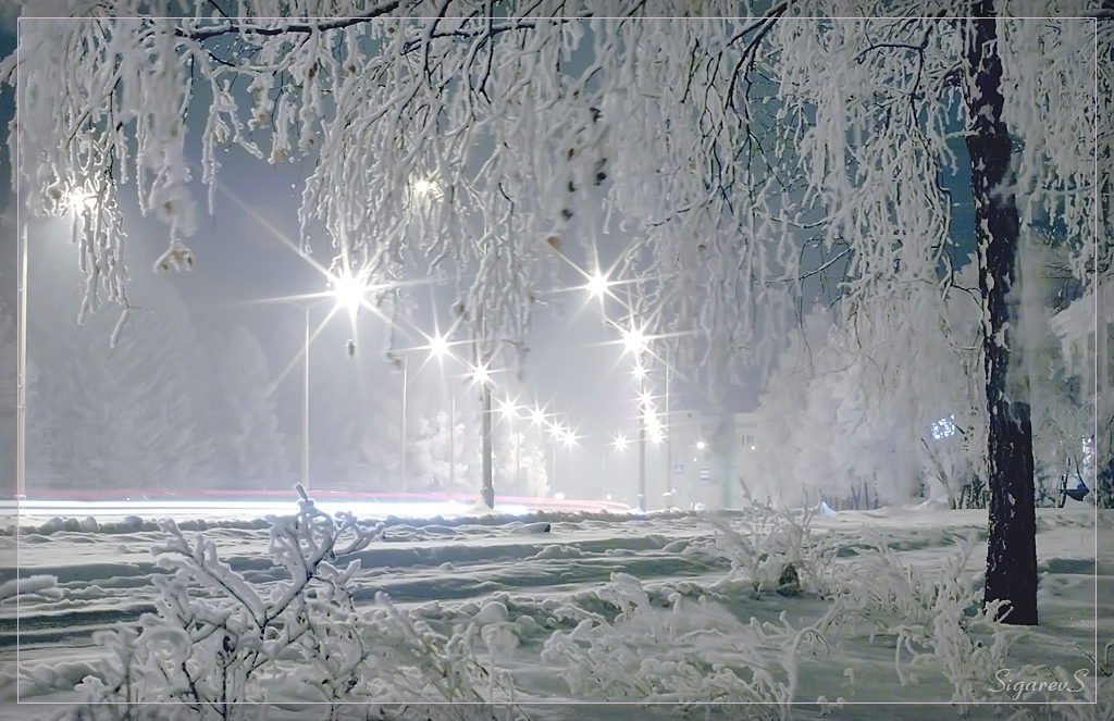Морозная зима в городе