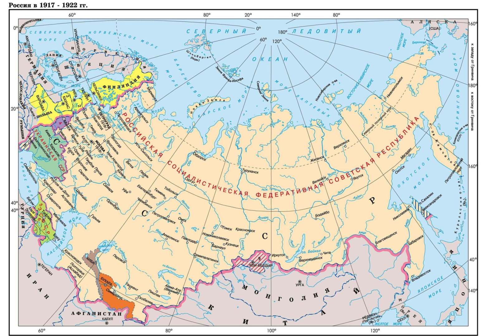 Рсфср в 1918 карта