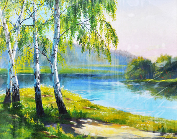 Березы у воды картина