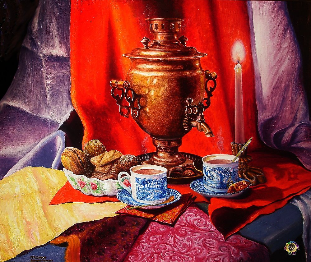 Чай с баранками пьем. Самовар. Чаепитие. Чай из самовара. Самовар в искусстве.