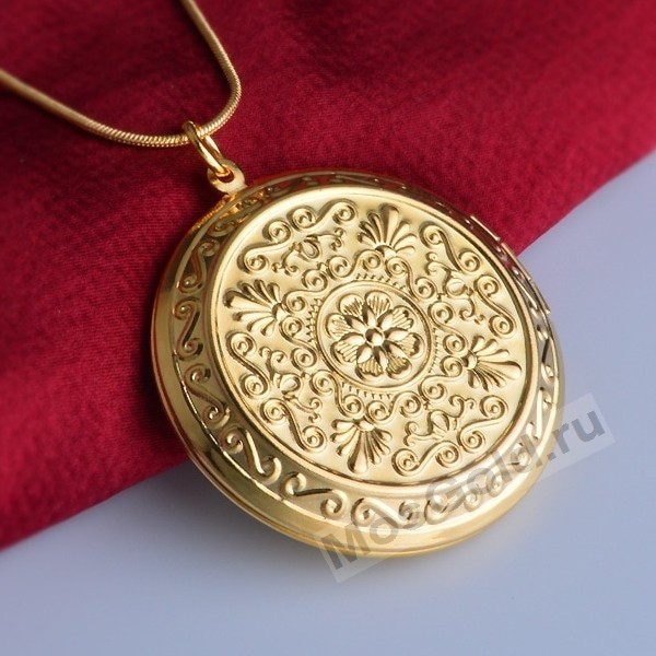 18K Gold Plated Heart Locket Pendant Necklace Photo 22" Link Chain eBay