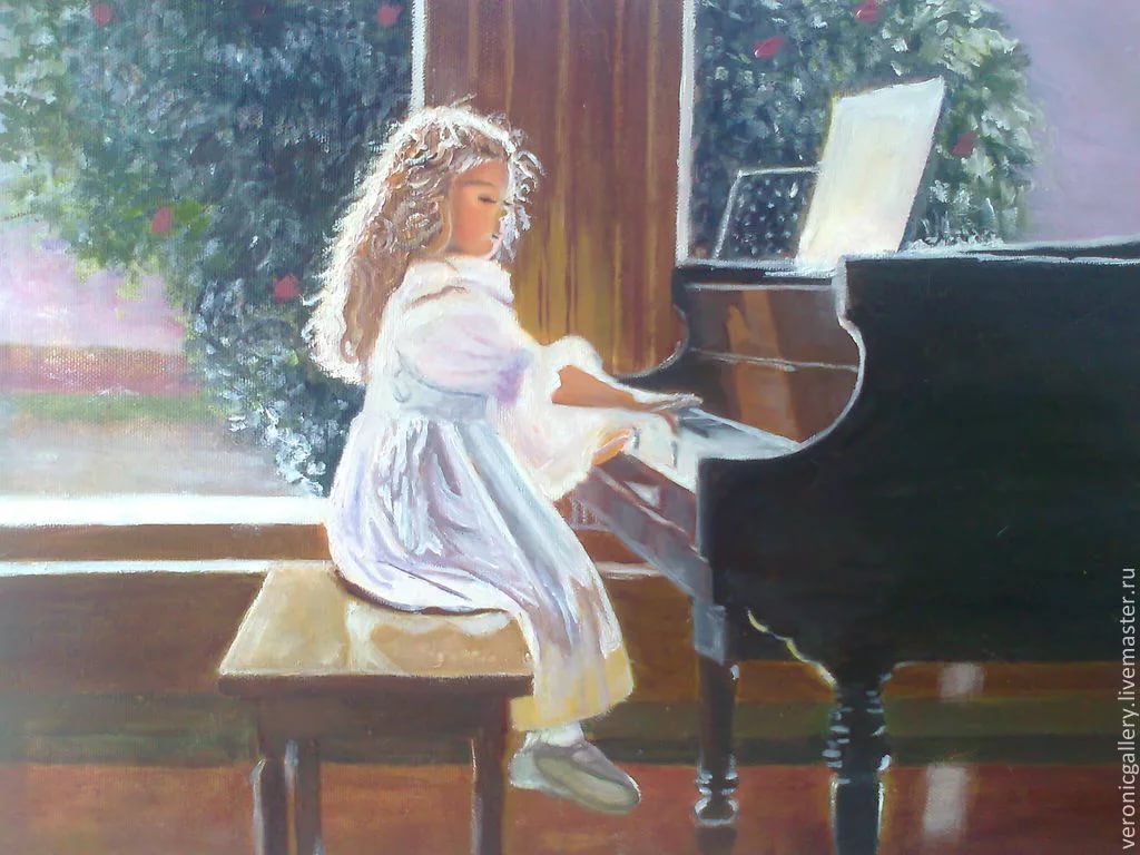 Инструменты для романса. Девочка за пианино. Картина музыкальные. Рояль в живописи. Девочка за роялем.
