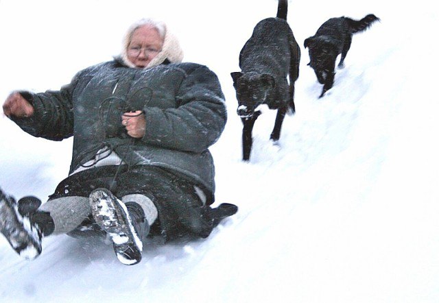 Дедушка на санках