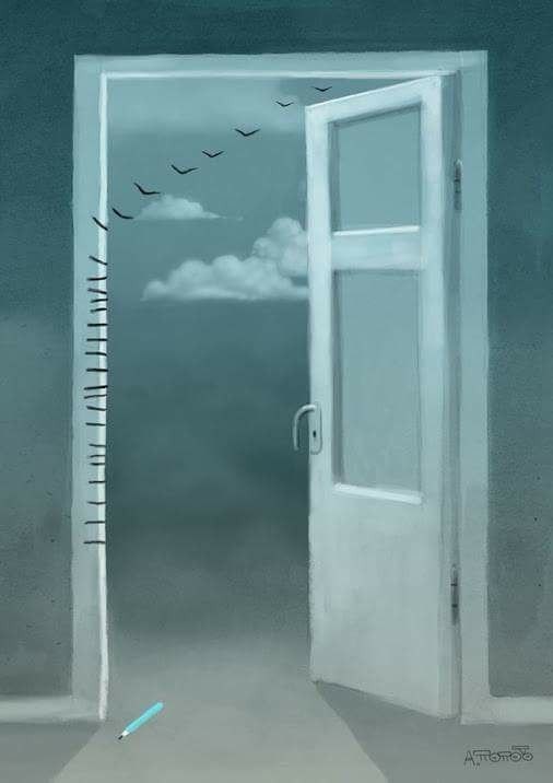 Зарубки батины на косяке двери