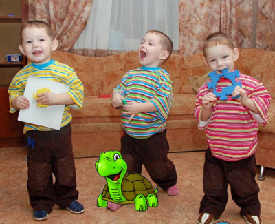 Про тройняшек и черепашку