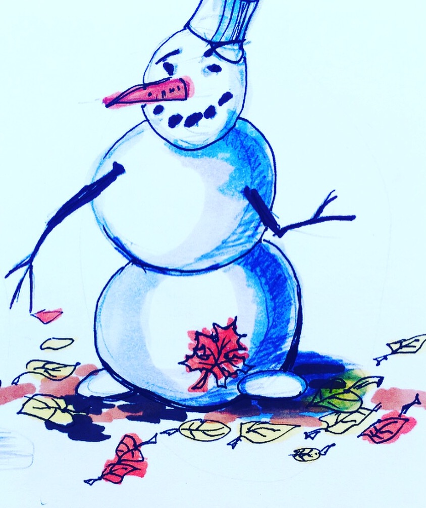 Первый снег и первый снеговик