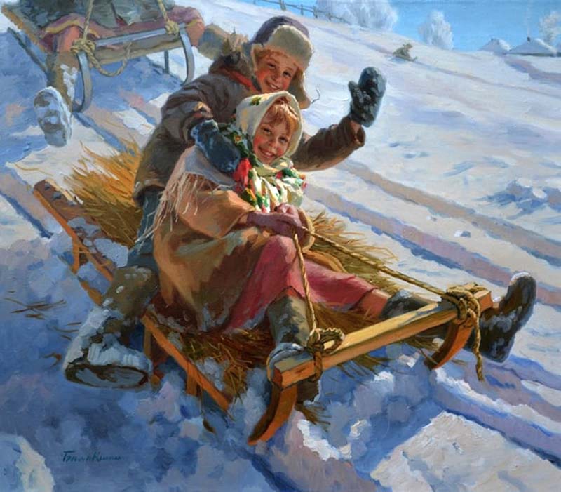 Зимние горы качели