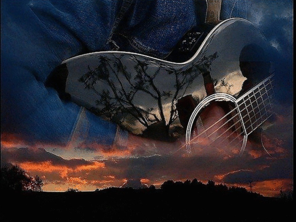 Музыка это звук души. Гитара красивые картинки. Гитара пейзаж. Гитара коллаж. Гитара фон.