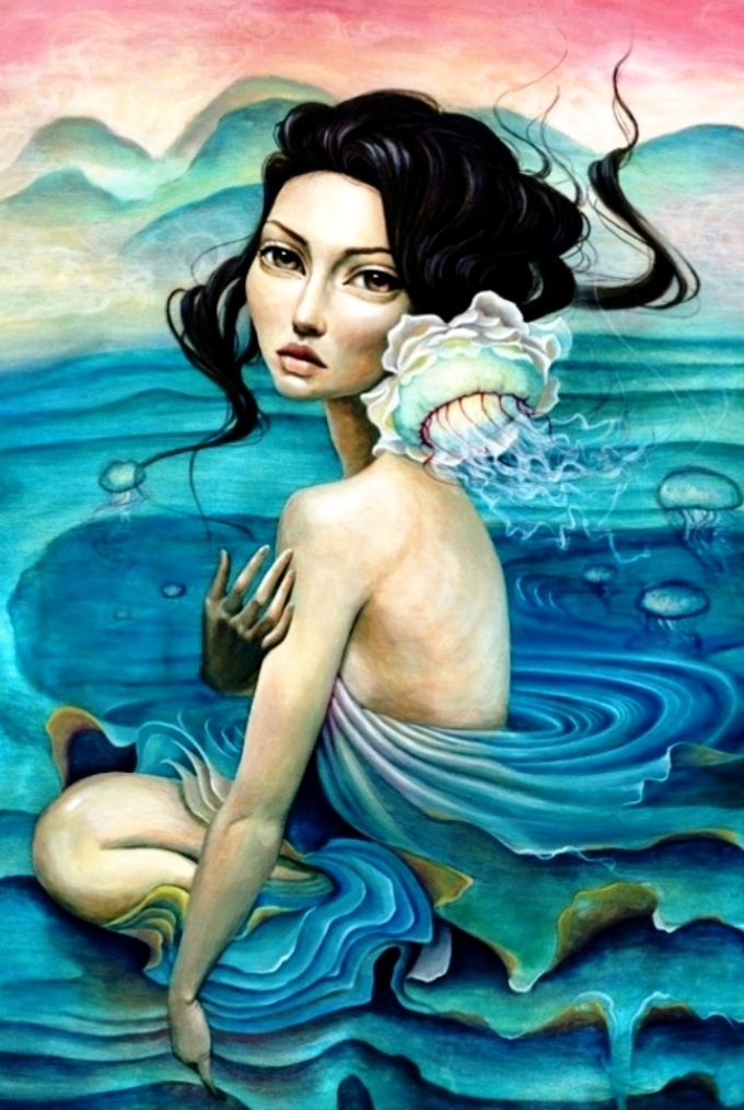 Чувственно написано. Художник Mandy Tsung. Mandy Tsung картины. Необычные картины. Образ женщина вода.