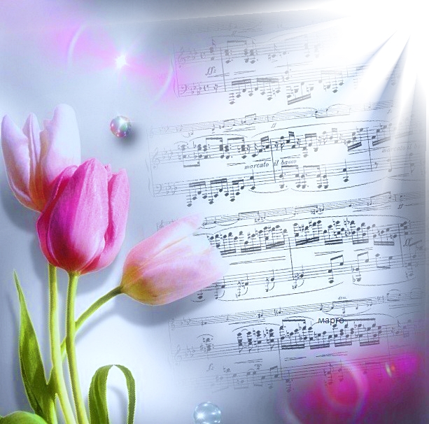 Нежный праздник песня. Весенний музыкальный фон. Мелодия весны. Ноты и цветы.