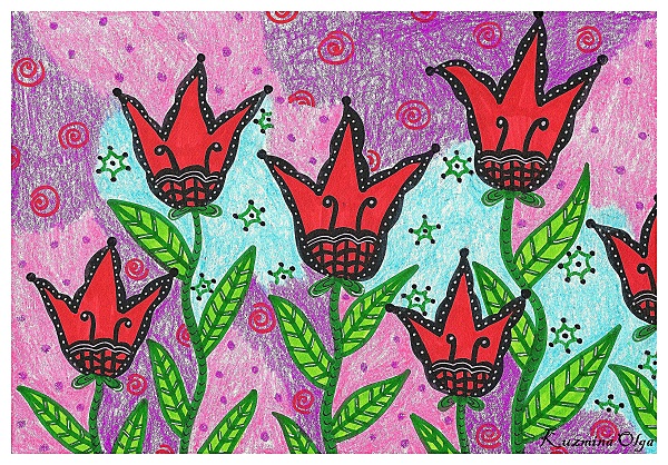 Рисунок Красные колокольчики