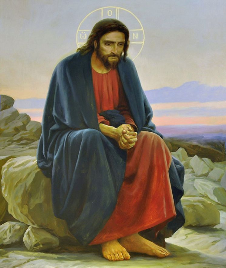 Картина иисус сидит на камне