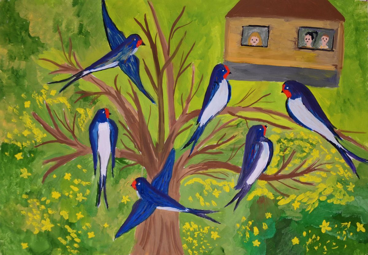 Птицы весной 2 класс. Рисование весенних птиц. Ласточки живопись. Ласточка рисунок. Рисование птицы прилетели.