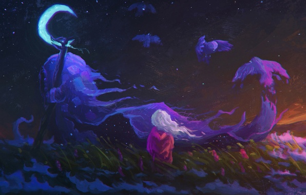 Девушка с лунным серпом