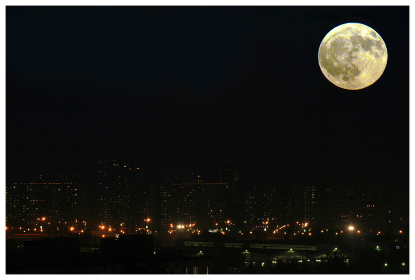 Луна в ростове. Луна над городом. Вечер город Луна. Город на Луне. Ночь Луна город.
