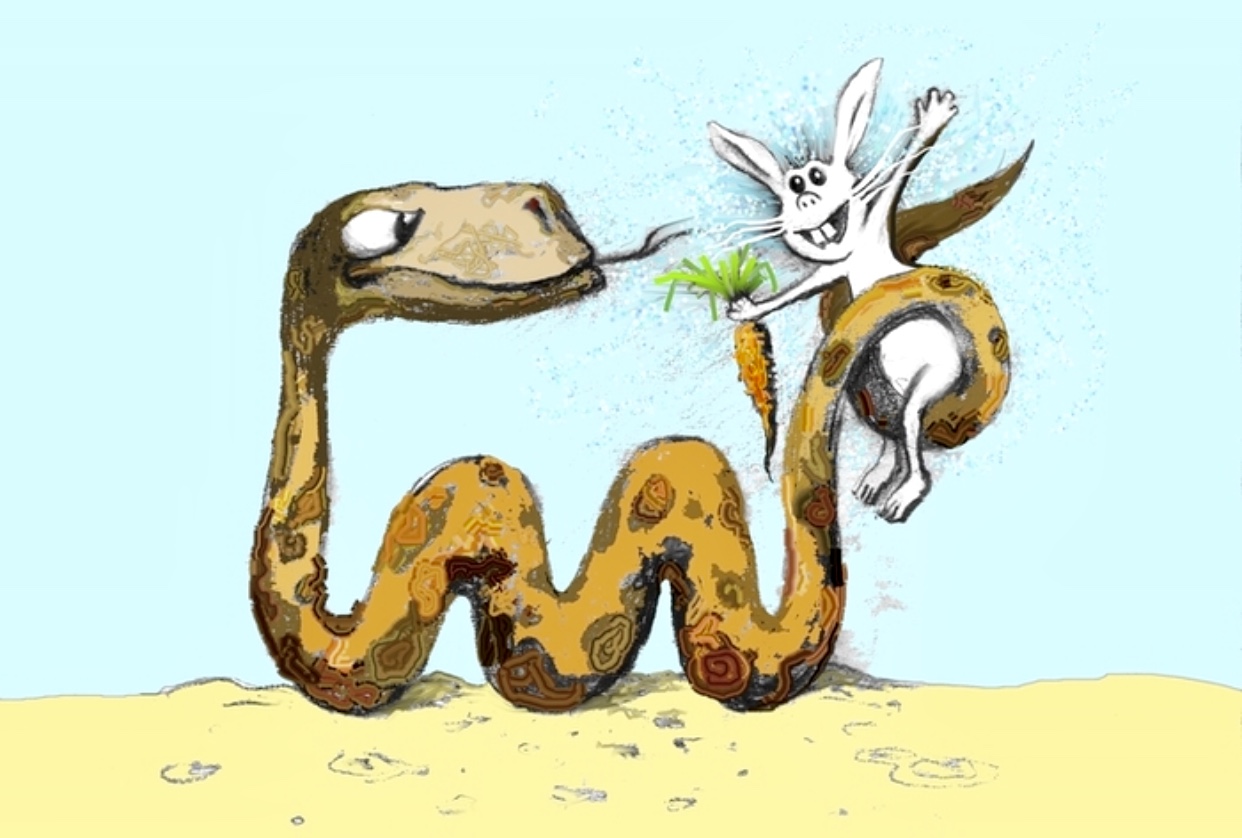 Мужчина кролик змея. Черепаха кролик и удав Маха. Кролики и удавы. Карикатуры на змей.