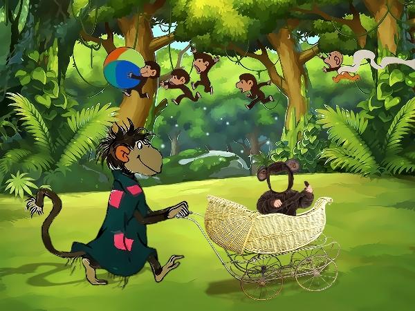 Обезьяна с мультика с детьми картинки