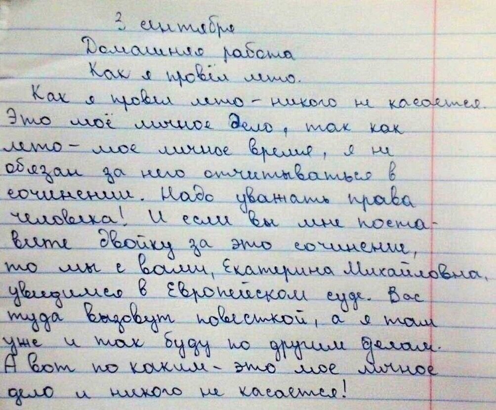 Сочинениемуак я провёл леьл