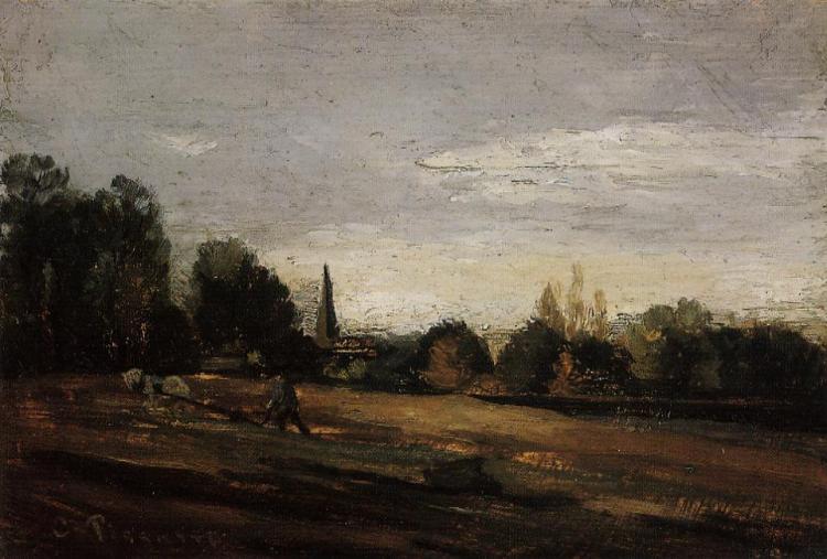 К. Писсарро. 333. Крестьянин в поле