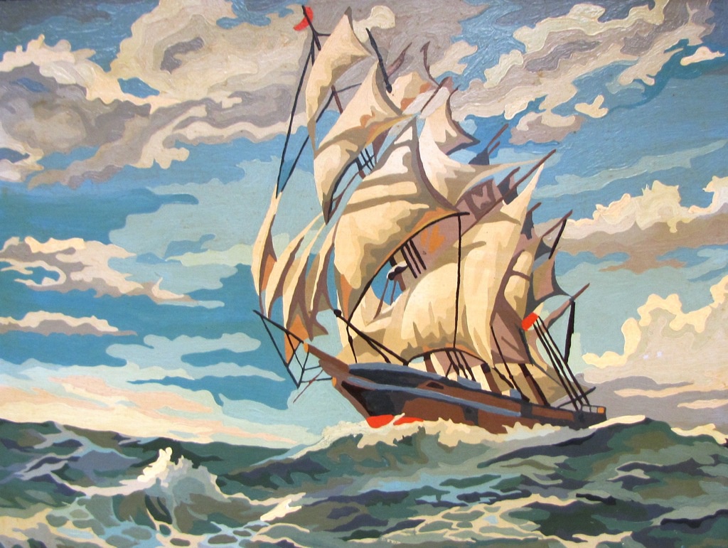 Ветром дуют паруса. Корабль картина. Морской пейзаж с кораблем. Корабль плывет. Парусник ветер.